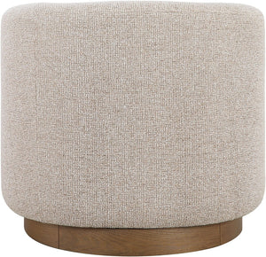 Meridian Furniture Modra Woven Polyester Swivel Accent Chair with Walnut Base for Modern Living Room Seating Beige 33021Beige