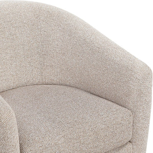 Meridian Furniture Modra Woven Polyester Swivel Accent Chair with Walnut Base for Modern Living Room Seating Beige 33021Beige