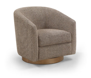 Meridian Furniture Modra Woven Polyester Swivel Accent Chair with Walnut Base for Modern Living Room Seating Brown 33021Brown