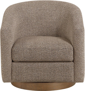 Meridian Furniture Modra Woven Polyester Swivel Accent Chair with Walnut Base for Modern Living Room Seating Brown 33021Brown