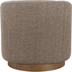 Meridian Furniture Modra Woven Polyester Swivel Accent Chair with Walnut Base for Modern Living Room Seating Brown 33021Brown