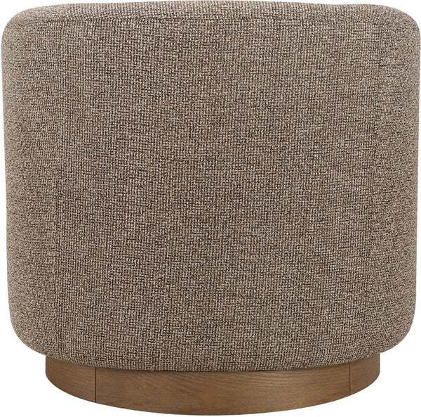 Meridian Furniture Modra Woven Polyester Swivel Accent Chair with Walnut Base for Modern Living Room Seating Brown 33021Brown