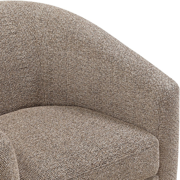 Meridian Furniture Modra Woven Polyester Swivel Accent Chair with Walnut Base for Modern Living Room Seating Brown 33021Brown