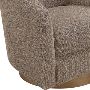 Meridian Furniture Modra Woven Polyester Swivel Accent Chair with Walnut Base for Modern Living Room Seating Brown 33021Brown