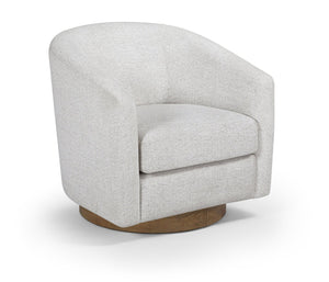 Meridian Furniture Modra Woven Polyester Swivel Accent Chair with Walnut Base for Modern Living Room Seating Cream 33021Cream