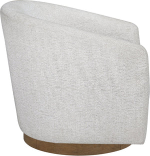 Meridian Furniture Modra Woven Polyester Swivel Accent Chair with Walnut Base for Modern Living Room Seating Cream 33021Cream