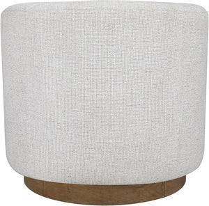 Meridian Furniture Modra Woven Polyester Swivel Accent Chair with Walnut Base for Modern Living Room Seating Cream 33021Cream