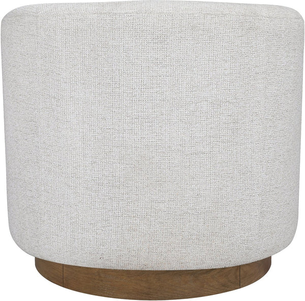 Meridian Furniture Modra Woven Polyester Swivel Accent Chair with Walnut Base for Modern Living Room Seating Cream 33021Cream
