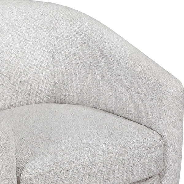 Meridian Furniture Modra Woven Polyester Swivel Accent Chair with Walnut Base for Modern Living Room Seating Cream 33021Cream