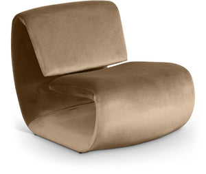 Meridian Furniture Nouveau Sculptural Velvet Accent Chair with Organic Curved Form for Modern Living Rooms Beige 33022Beige