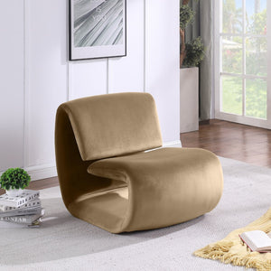 Meridian Furniture Nouveau Sculptural Velvet Accent Chair with Organic Curved Form for Modern Living Rooms Beige 33022Beige
