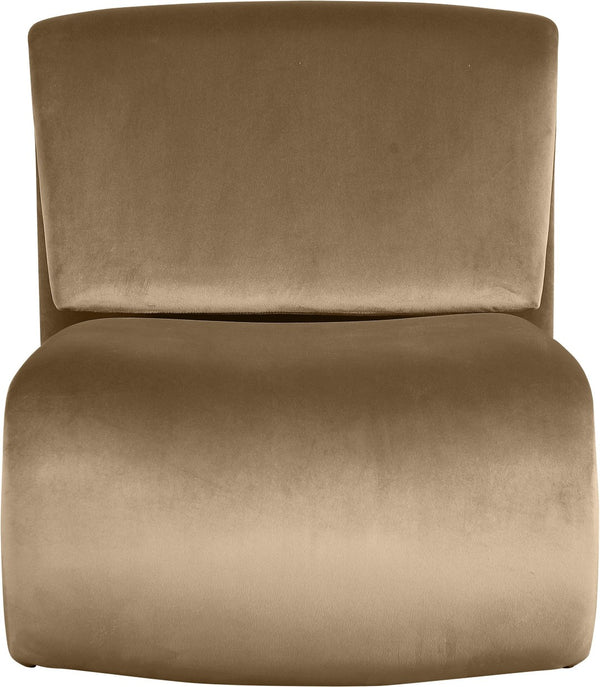Meridian Furniture Nouveau Sculptural Velvet Accent Chair with Organic Curved Form for Modern Living Rooms Beige 33022Beige