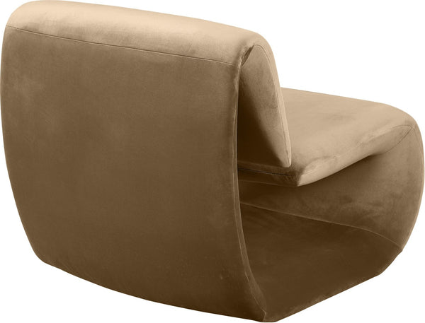 Meridian Furniture Nouveau Sculptural Velvet Accent Chair with Organic Curved Form for Modern Living Rooms Beige 33022Beige