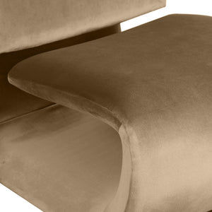 Meridian Furniture Nouveau Sculptural Velvet Accent Chair with Organic Curved Form for Modern Living Rooms Beige 33022Beige