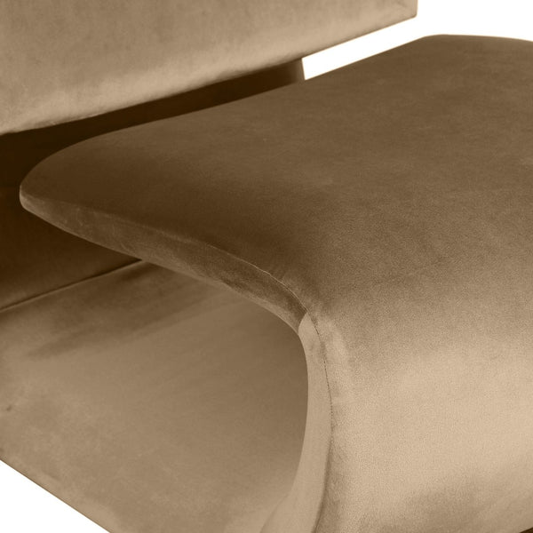Meridian Furniture Nouveau Sculptural Velvet Accent Chair with Organic Curved Form for Modern Living Rooms Beige 33022Beige