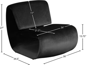 Meridian Furniture Nouveau Sculptural Velvet Accent Chair with Organic Curved Form for Modern Living Rooms Black 33022Black