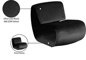 Meridian Furniture Nouveau Sculptural Velvet Accent Chair with Organic Curved Form for Modern Living Rooms Black 33022Black