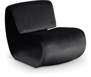 Meridian Furniture Nouveau Sculptural Velvet Accent Chair with Organic Curved Form for Modern Living Rooms Black 33022Black