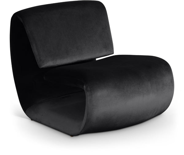 Meridian Furniture Nouveau Sculptural Velvet Accent Chair with Organic Curved Form for Modern Living Rooms Black 33022Black