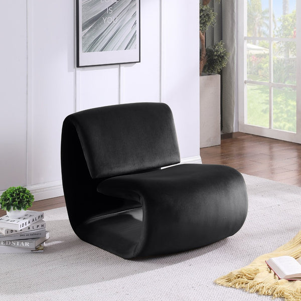 Meridian Furniture Nouveau Sculptural Velvet Accent Chair with Organic Curved Form for Modern Living Rooms Black 33022Black