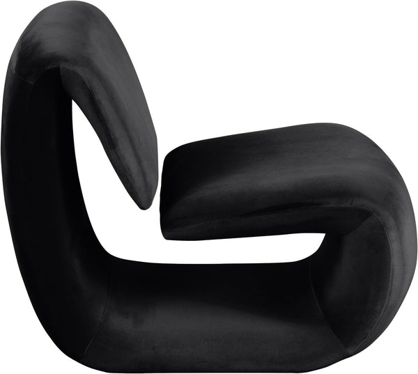 Meridian Furniture Nouveau Sculptural Velvet Accent Chair with Organic Curved Form for Modern Living Rooms Black 33022Black