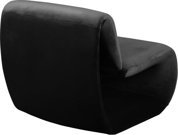 Meridian Furniture Nouveau Sculptural Velvet Accent Chair with Organic Curved Form for Modern Living Rooms Black 33022Black