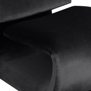 Meridian Furniture Nouveau Sculptural Velvet Accent Chair with Organic Curved Form for Modern Living Rooms Black 33022Black