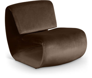 Meridian Furniture Nouveau Sculptural Velvet Accent Chair with Organic Curved Form for Modern Living Rooms Brown 33022Brown