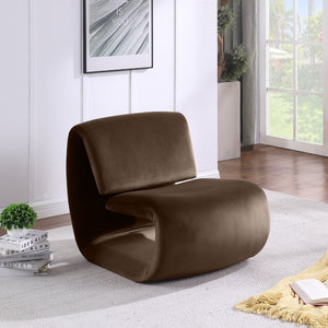 Meridian Furniture Nouveau Sculptural Velvet Accent Chair with Organic Curved Form for Modern Living Rooms Brown 33022Brown