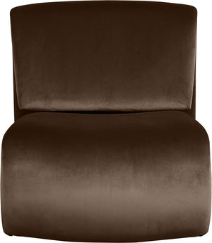 Meridian Furniture Nouveau Sculptural Velvet Accent Chair with Organic Curved Form for Modern Living Rooms Brown 33022Brown