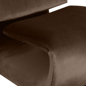 Meridian Furniture Nouveau Sculptural Velvet Accent Chair with Organic Curved Form for Modern Living Rooms Brown 33022Brown