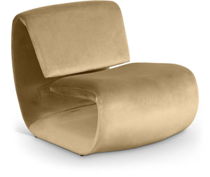 Meridian Furniture Nouveau Sculptural Velvet Accent Chair with Organic Curved Form for Modern Living Rooms Camel 33022Camel