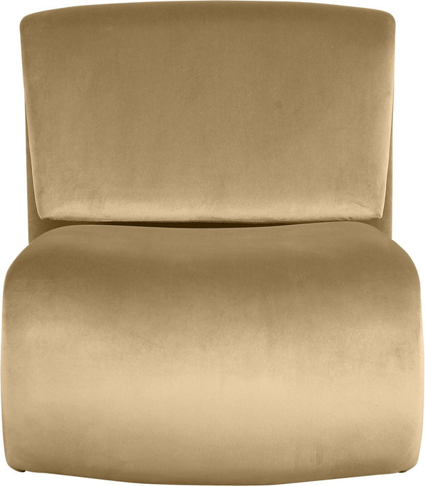 Meridian Furniture Nouveau Sculptural Velvet Accent Chair with Organic Curved Form for Modern Living Rooms Camel 33022Camel