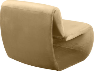 Meridian Furniture Nouveau Sculptural Velvet Accent Chair with Organic Curved Form for Modern Living Rooms Camel 33022Camel