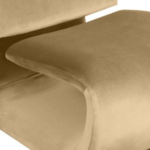Meridian Furniture Nouveau Sculptural Velvet Accent Chair with Organic Curved Form for Modern Living Rooms Camel 33022Camel