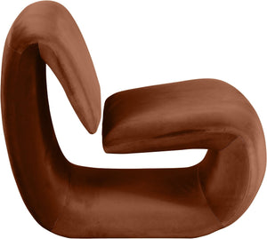 Meridian Furniture Nouveau Sculptural Velvet Accent Chair with Organic Curved Form for Modern Living Rooms Cognac 33022Cognac