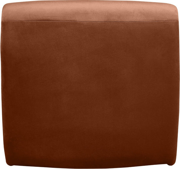 Meridian Furniture Nouveau Sculptural Velvet Accent Chair with Organic Curved Form for Modern Living Rooms Cognac 33022Cognac