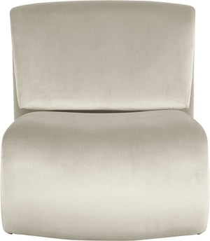 Meridian Furniture Nouveau Sculptural Velvet Accent Chair with Organic Curved Form for Modern Living Rooms Cream 33022Cream