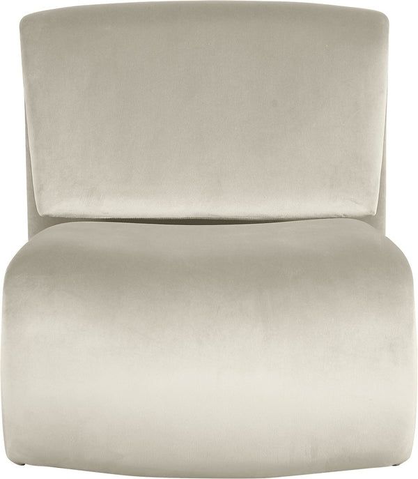 Meridian Furniture Nouveau Sculptural Velvet Accent Chair with Organic Curved Form for Modern Living Rooms Cream 33022Cream