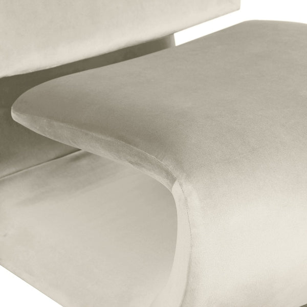 Meridian Furniture Nouveau Sculptural Velvet Accent Chair with Organic Curved Form for Modern Living Rooms Cream 33022Cream