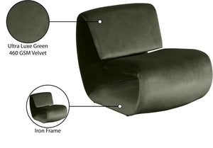 Meridian Furniture Nouveau Sculptural Velvet Accent Chair with Organic Curved Form for Modern Living Rooms Green 33022Green