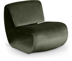 Meridian Furniture Nouveau Sculptural Velvet Accent Chair with Organic Curved Form for Modern Living Rooms Green 33022Green