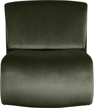 Meridian Furniture Nouveau Sculptural Velvet Accent Chair with Organic Curved Form for Modern Living Rooms Green 33022Green