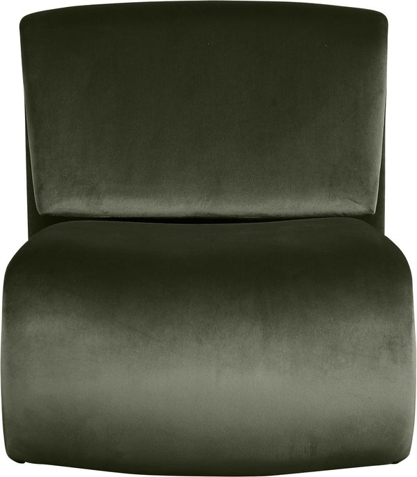 Meridian Furniture Nouveau Sculptural Velvet Accent Chair with Organic Curved Form for Modern Living Rooms Green 33022Green