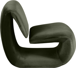 Meridian Furniture Nouveau Sculptural Velvet Accent Chair with Organic Curved Form for Modern Living Rooms Green 33022Green
