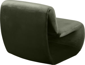 Meridian Furniture Nouveau Sculptural Velvet Accent Chair with Organic Curved Form for Modern Living Rooms Green 33022Green