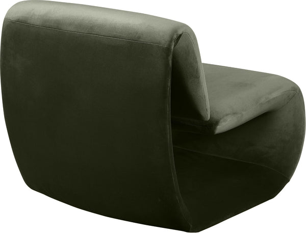 Meridian Furniture Nouveau Sculptural Velvet Accent Chair with Organic Curved Form for Modern Living Rooms Green 33022Green