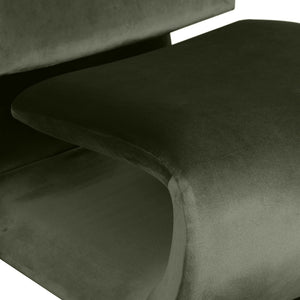 Meridian Furniture Nouveau Sculptural Velvet Accent Chair with Organic Curved Form for Modern Living Rooms Green 33022Green