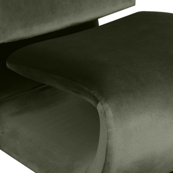 Meridian Furniture Nouveau Sculptural Velvet Accent Chair with Organic Curved Form for Modern Living Rooms Green 33022Green