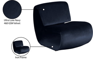 Meridian Furniture Nouveau Sculptural Velvet Accent Chair with Organic Curved Form for Modern Living Rooms Navy 33022Navy